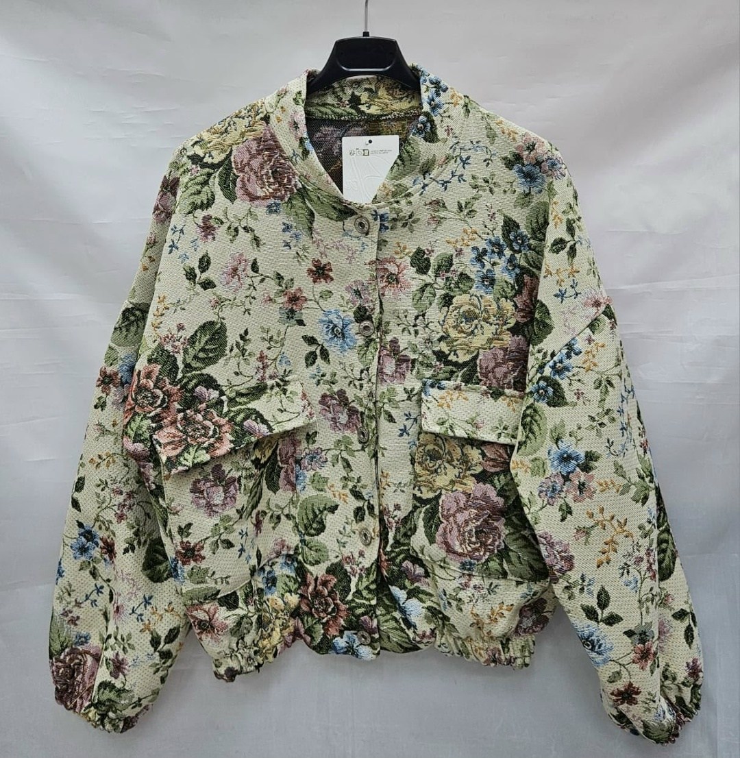 куртка с цветочным принтом,куртка женская,повседневная куртка,куртка бомбер,винтажная куртка