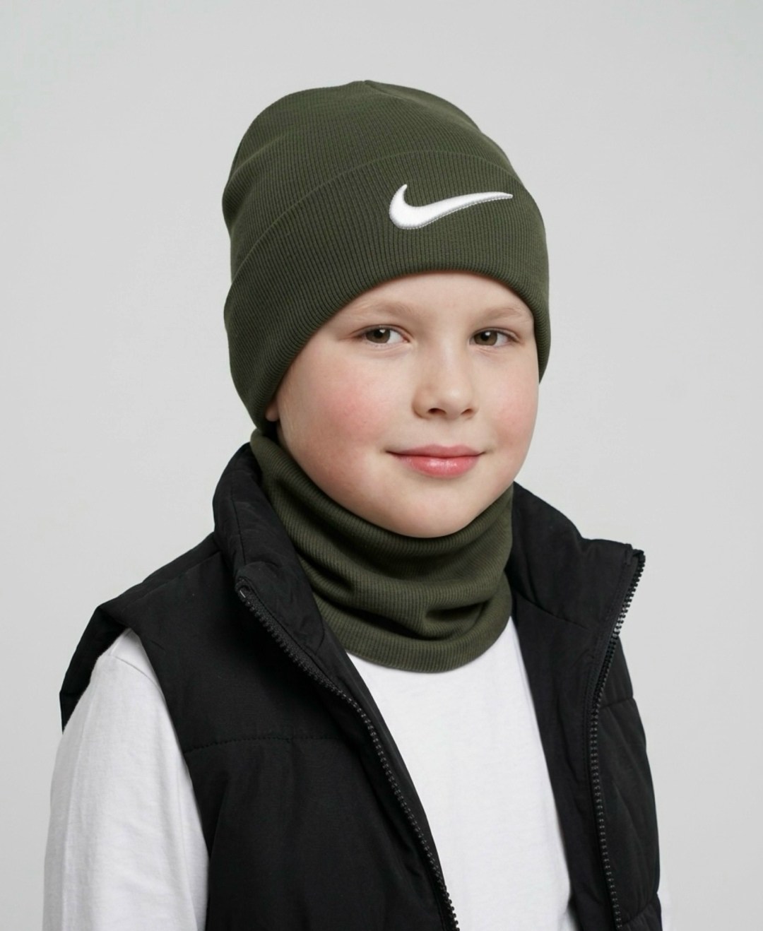 шапка бини со снудом комплект зимняя осенняя nike,шапка комплект шапка бини и шарф снуд nike,комплект шапка и снуд,шапка снуд,шапка со снудом зимняя для мальчика