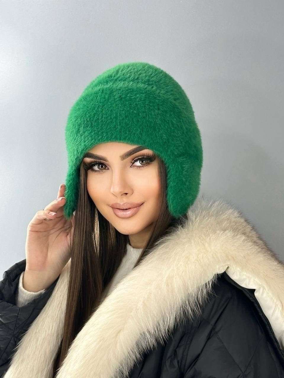 шапка ушанка вязаная зимняя из ангоры ко-ко,шапка-ушанка женская вязаная,шапка ушанка зимняя вязаная меховая из ангоры,шапка ушанка женская зимняя вязаная,шапка