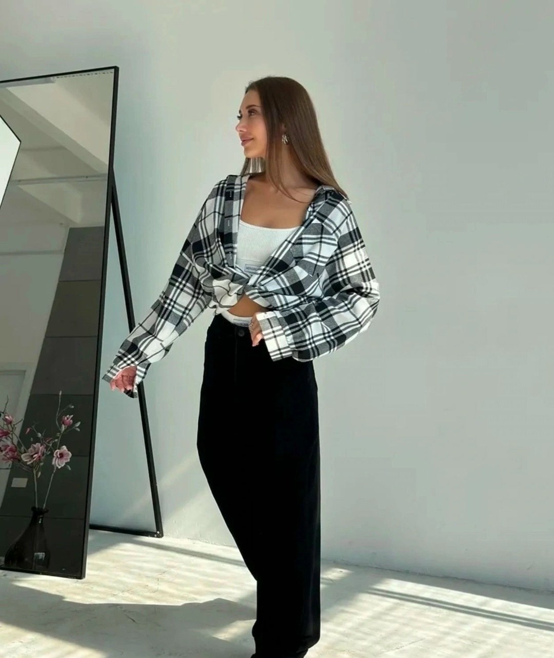 джинсы брюки,джинсы багги,широкие джинсы,рубашка в клетку оверсайз thirteen brand,женские джинсы