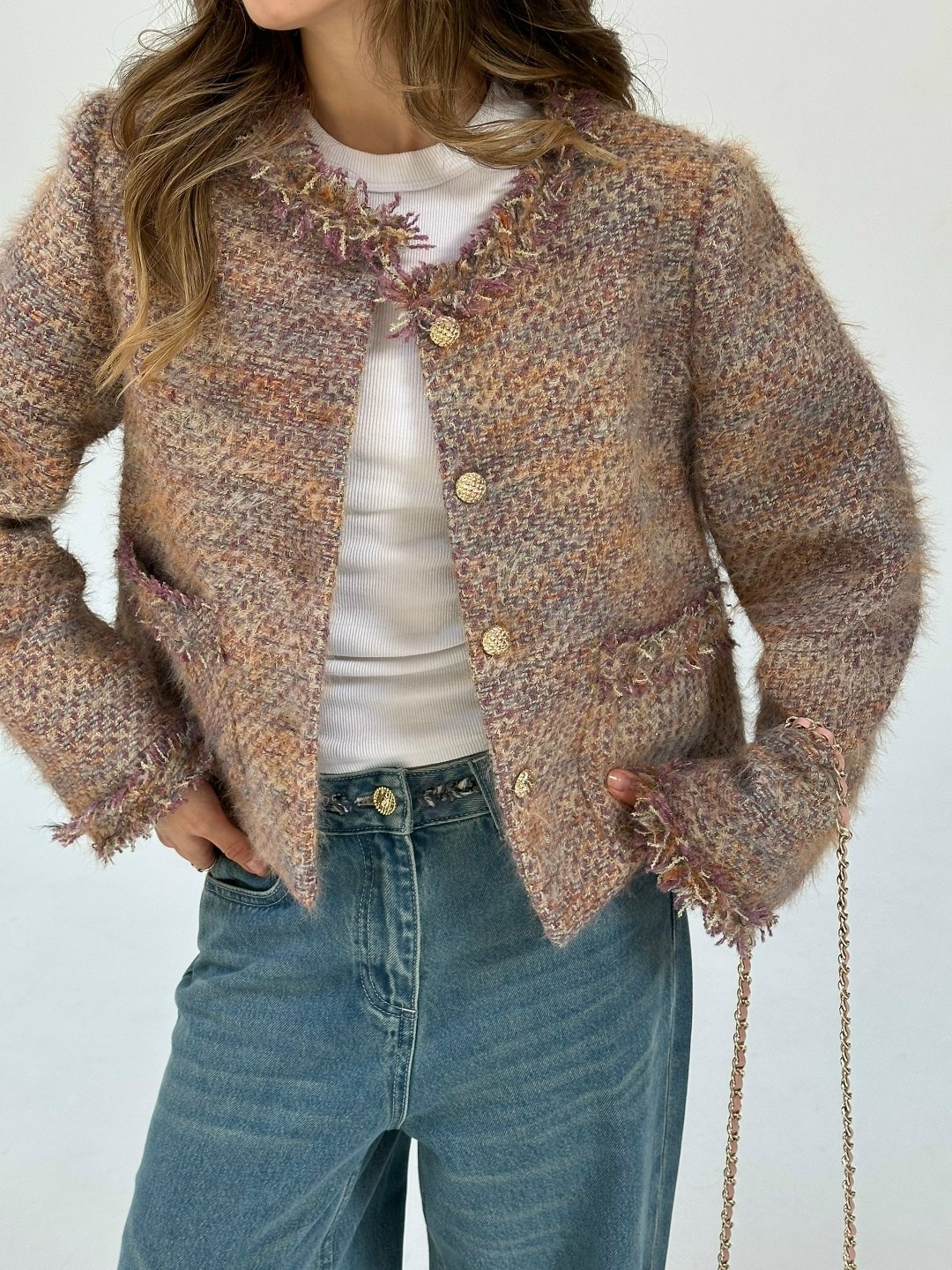 твидовый жакет,жакет,кардиган вязаное,женский твидовый короткий пиджак,трендовый нишевый высококачественный твидовый шерстяной пиджак unxx для женщин