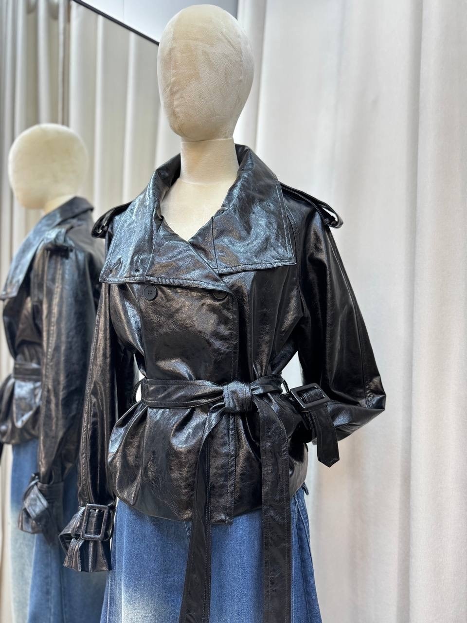 чёрный кожаный тренч,кожаный плащ женский,эксклюзивный кожаный тренч р 46 50,кожаный тренч,кожаные плащи