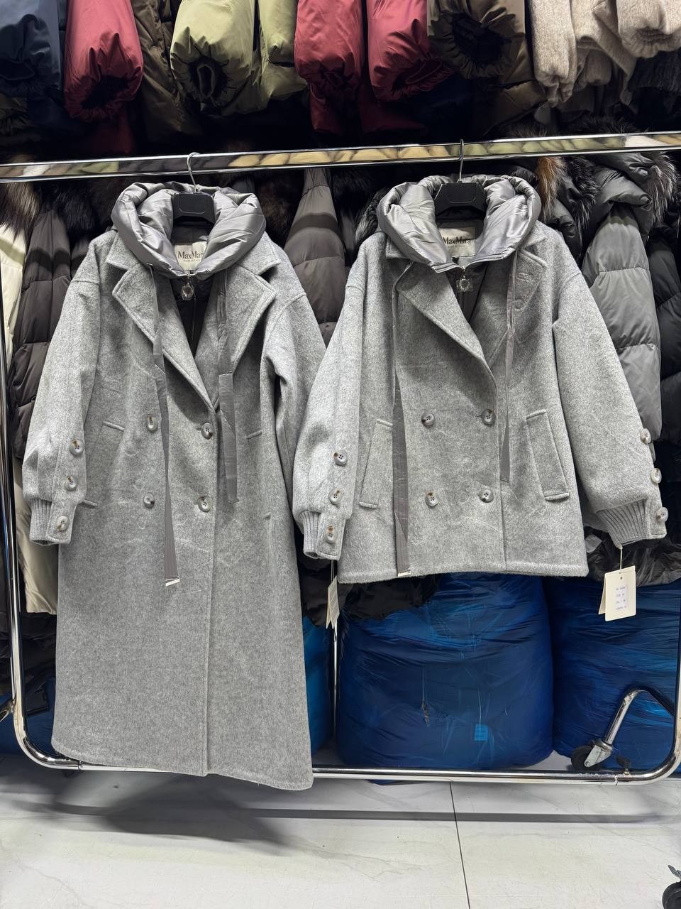 пальто женское,стильное пальто,модное пальто,пальто prada серое с капюшоном,полупальто