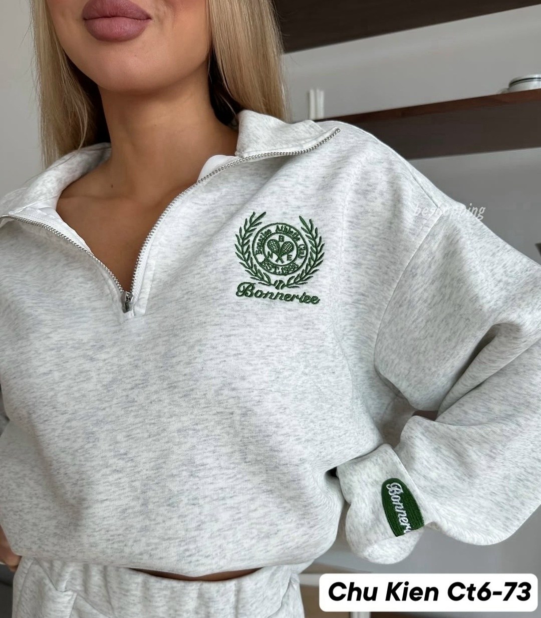 sun victoria women's brown polo neck oversize 3 thread ribbed sweatshirt,свитшот на замке,женская кофта,оверсайз толстовка,свитшот женский