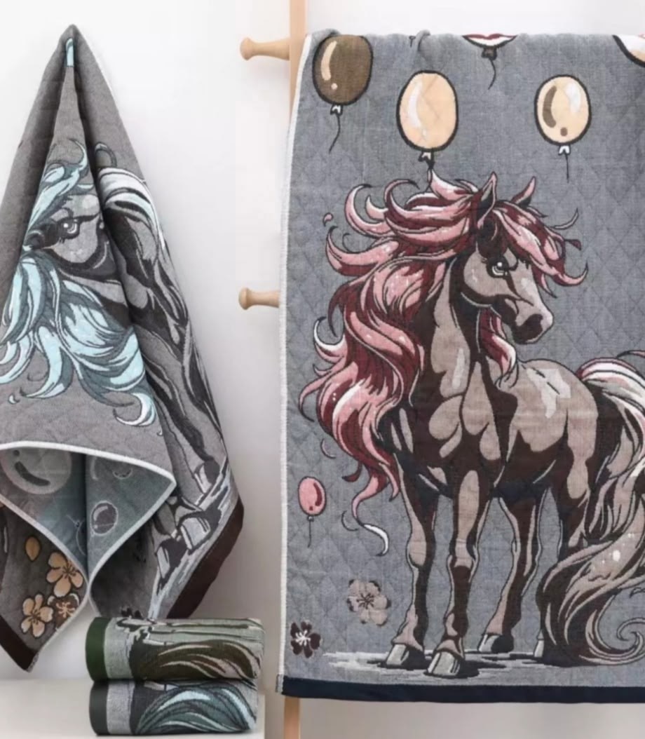 полотенца "символ года" 100% хлопок махровая фактура 50х90 см,полотенце стеганое банное женское,полотенца с лошадью набор подарочный новый год 2026 kse-ni,полотенца с лошадью набор подарочный новый го