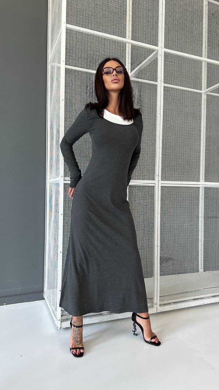 длинное трикотажное платье,трикотажное платье,платье серое,женское длинное платье,трикотажное платье миди