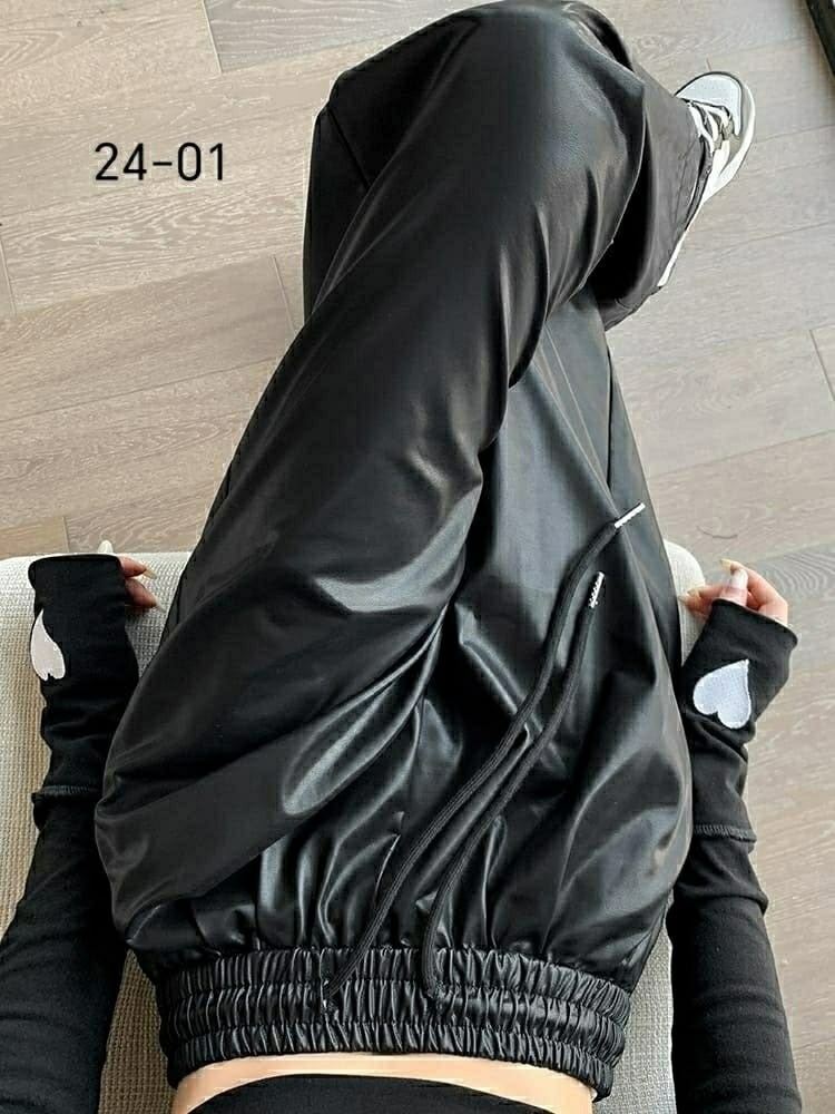 lanmrem модные широкие брюки из искусственной кожи,женские брюки из искусственной кожи qoerlin,женские широкие брюки из высококачественной искусственной кожи,модные уличные свободные широкие брюки из