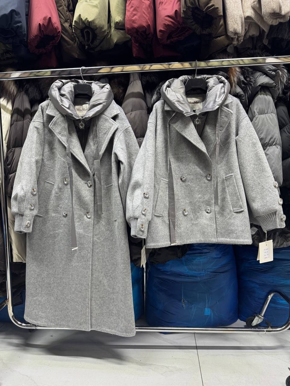 пальто женское,стильное пальто,модное пальто,пальто prada серое с капюшоном,полупальто