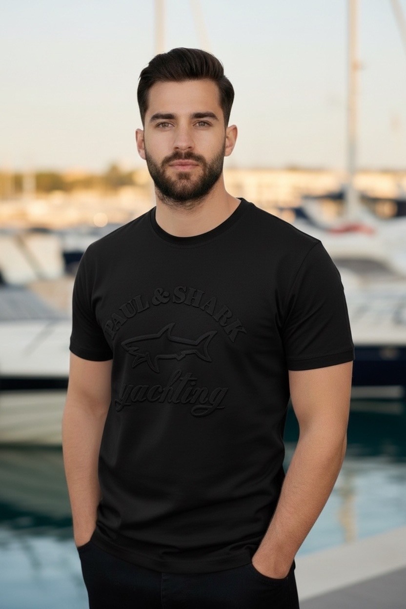 футболка мужская paul shark черная,футболка paul and shark,футболки мужские,футболка пауль шарк,футболка