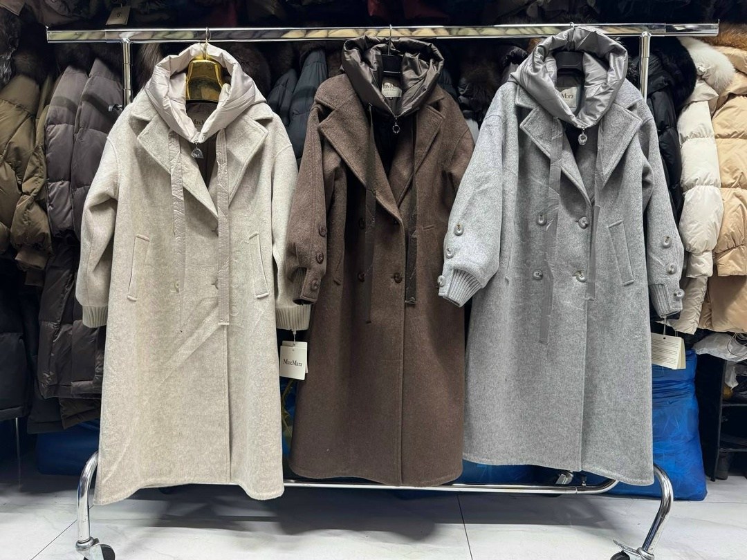 пальто prada серое с капюшоном,пальто женское,пальто удлиненное,модное пальто,пальто шерстяное