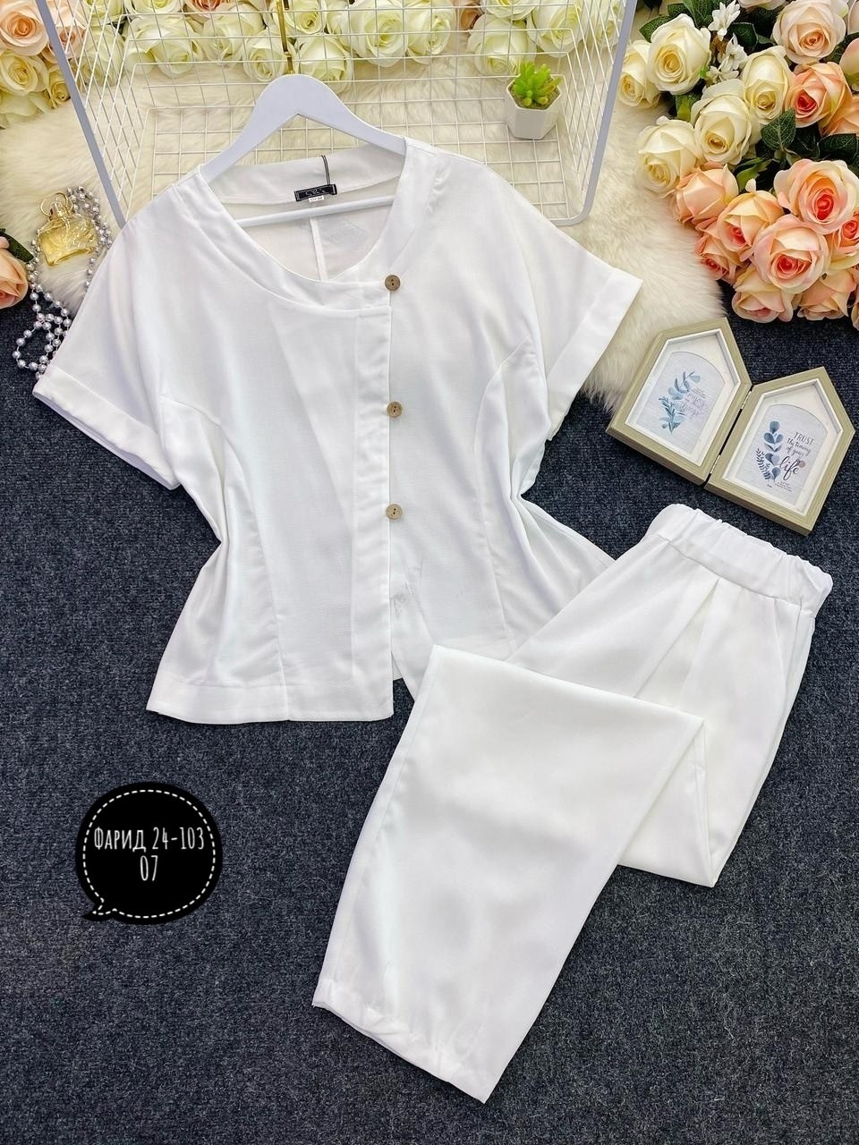 брючный костюм michel chic 1337/1 мохито,летний брючный костюм,летние костюмы женские,брючный костюм michel chic 1337,брючный костюм из льна женский