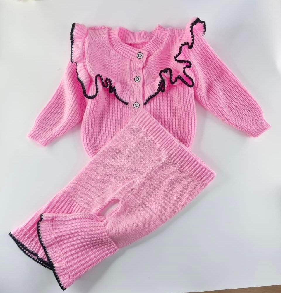 комплект одежды для девочек,костюм вязаный для девочки,кардиган для девочек,детский трикотажный комплект из свитера и брюк,вязаный детский костюм