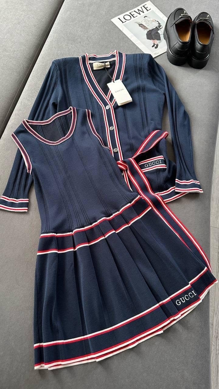 трикотажные костюмы,костюм с юбкой,женские костюмы,кардиган,платье гуччи черное