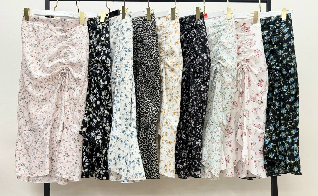 юбка с принтом,шифоновая женская юбка,юбка с оборками,женская шифоновая юбка с цветочным принтом,юбка миди с цветочным принтом