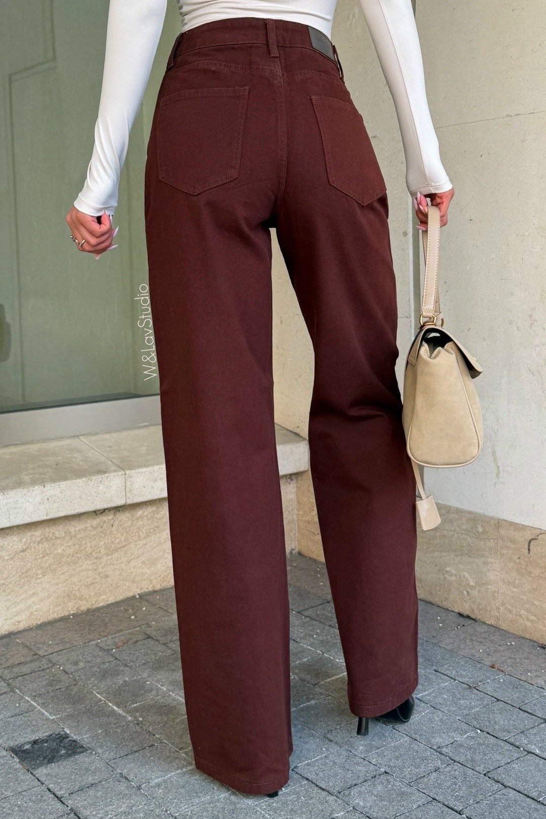 джинсы женские с завышенной талией, свободные прямые широкие брюки из денима,коричневые джинсы,джинсы широкие коричневые,коричневые джинсы женские,джинсы бордовые