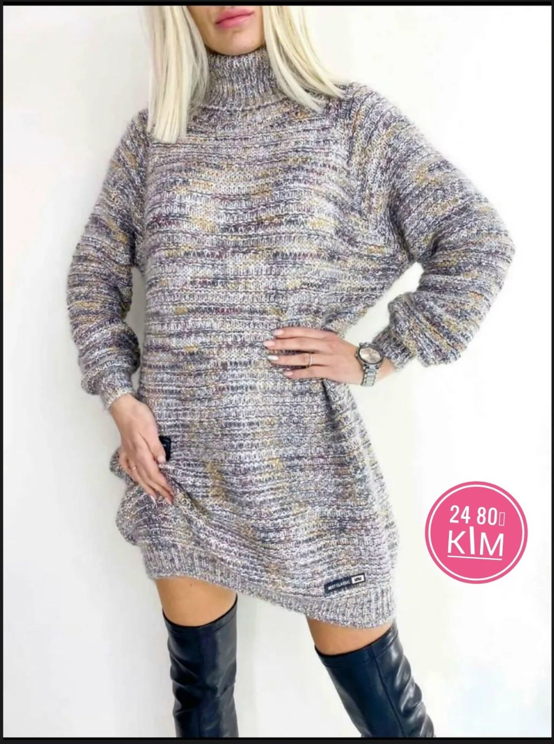 туника вязаная теплая,туника женская вязаная,туника с горлом,вязаное женское платье,свитер оверсайз вязаный теплый