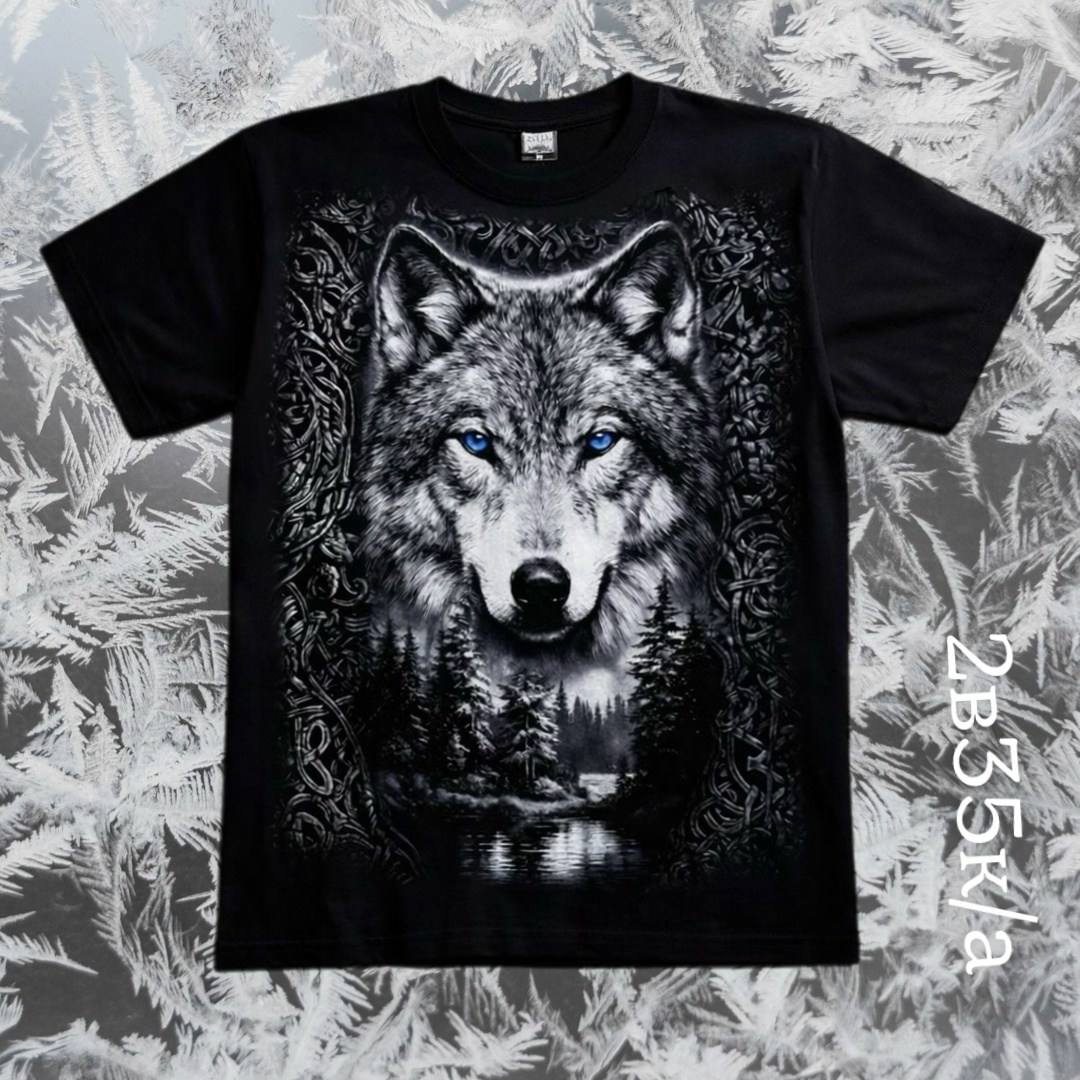 футболка волк,майка с волком,футболка с принтом волка,футболки мужские,футболка волки черный