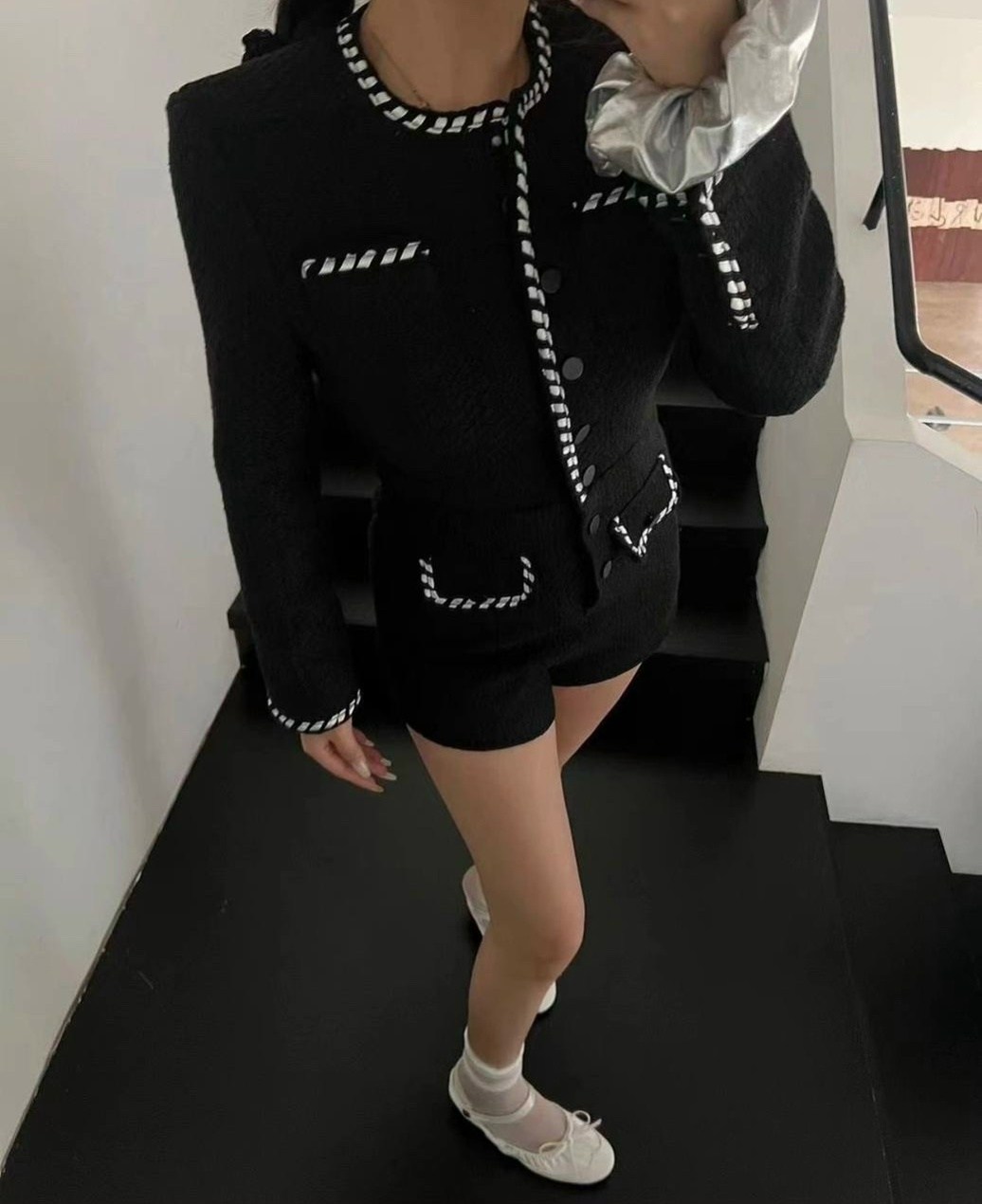 женский твидовый костюм,женский твидовый комплект из двух предметов короткий пиджак и платье в корейском стиле,пиджак твидовый,женский твидовый пиджак с длинным рукавом,женский твидовый пиджак