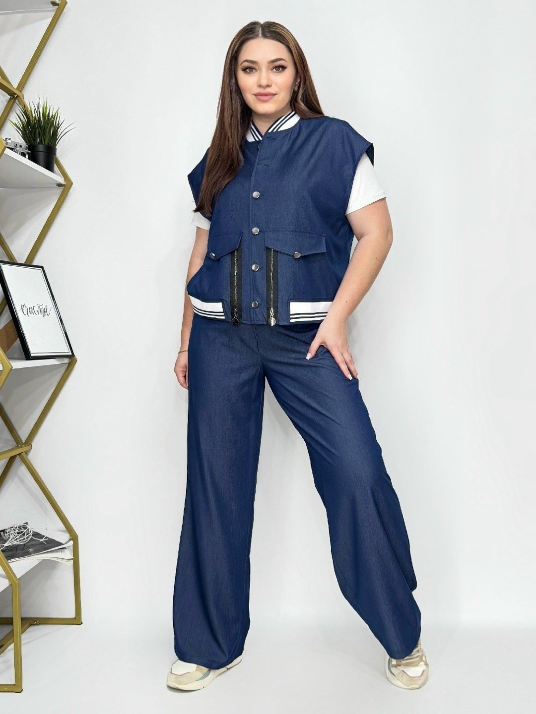 брючный костюм с жилетом,женские костюмы,брючный комплект,костюм с брюками,жилет джинсовый