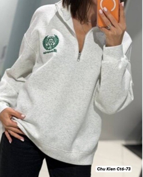 sun victoria women's brown polo neck oversize 3 thread ribbed sweatshirt,свитшот на замке,женская кофта,оверсайз толстовка,свитшот женский