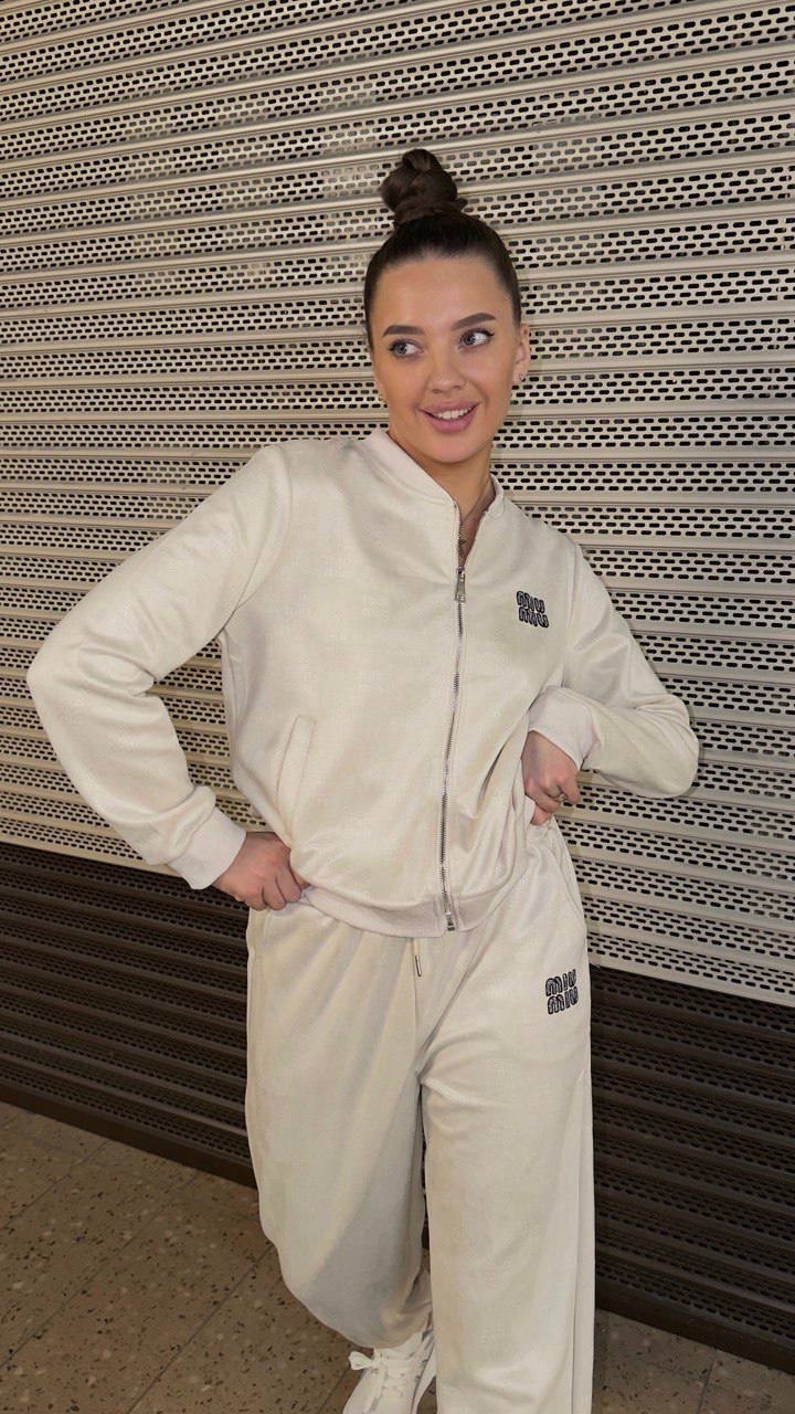 костюм спортивный,спортивный костюм женский,спортивный костюм miu miu спандекс,женские костюмы,костюм спортивный женский двойка молочный
