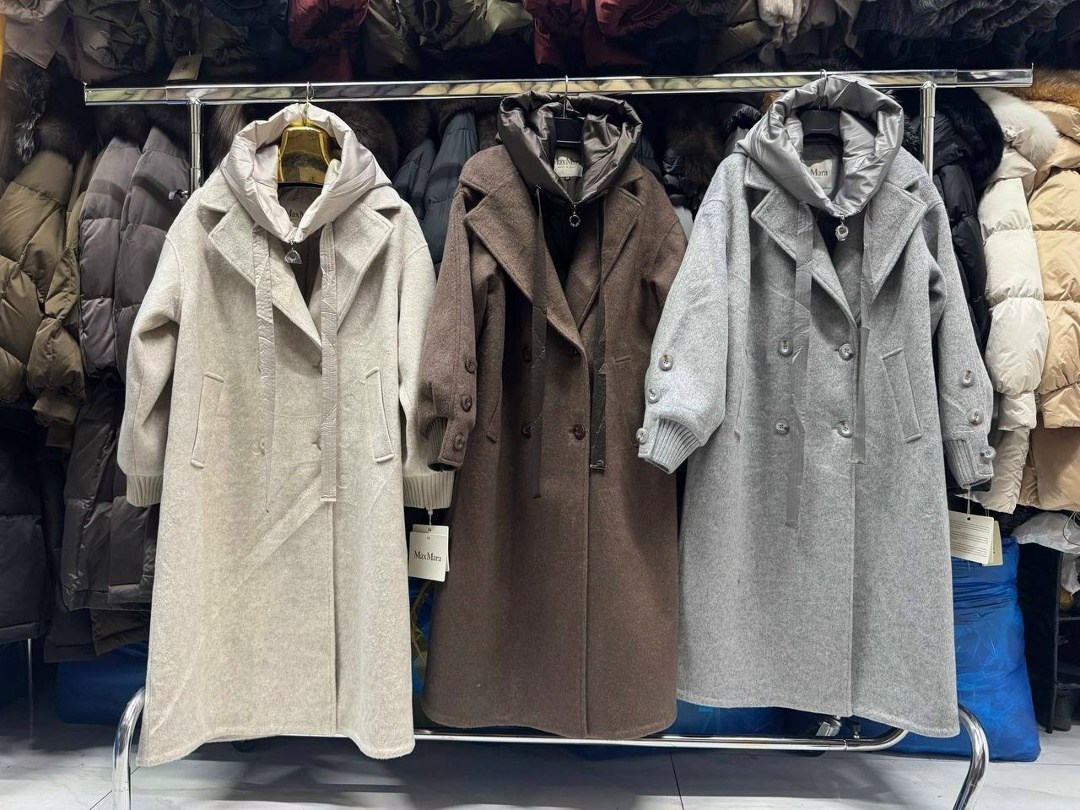 пальто prada серое с капюшоном,пальто женское,пальто удлиненное,модное пальто,пальто шерстяное