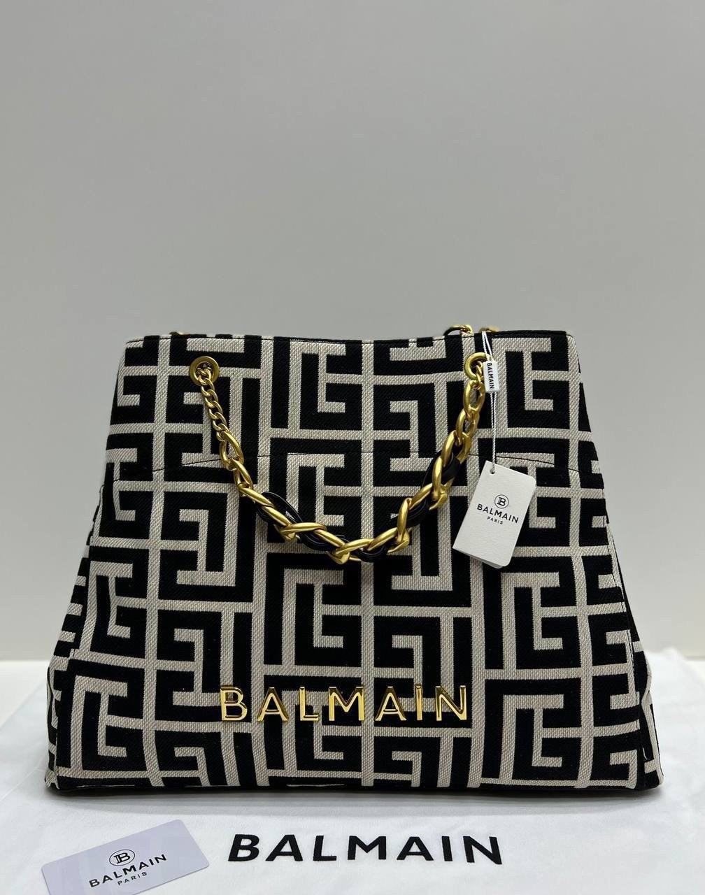 сумка balmain,женская сумка balmain,сумка balmain на плечо,сумка balmain черно-белая,сумка тоут balmain