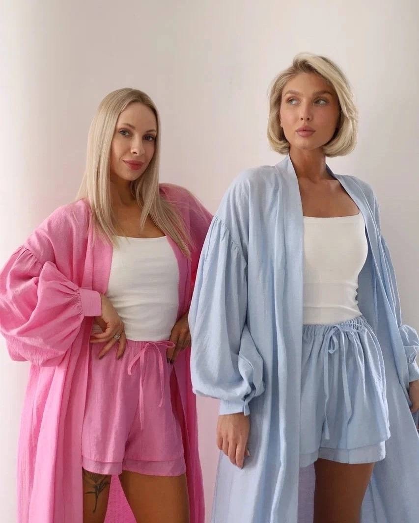 летние костюмы женские,комплект кардиган,муслиновые костюмы,костюм желтый,костюм рубашка шорты оверсайз sheilas цвет лимонно-желтый