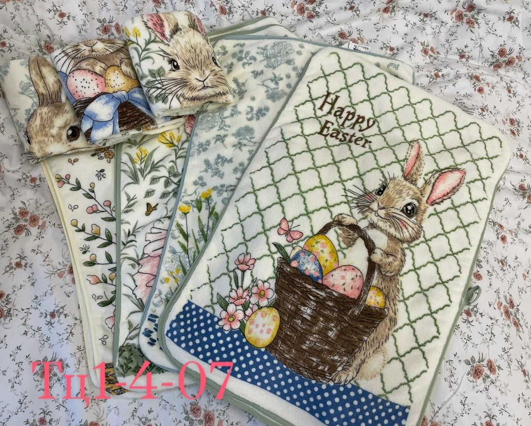 полотенце кухонное с кроликом,полотенца для кухни с зайчиками,набор полотенец кухонное,полотенца кухонное,набор кухонные полотенца вафельные