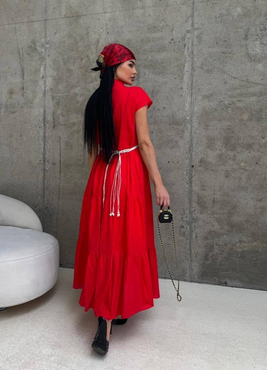 платье макси,платье из льна,платье красное,платье льняное женское,платье pavlova 006 коралловый