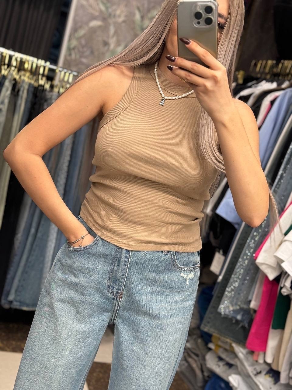 майка в рубчик,женская майка,топ женский,майка топ,бежевый джемпер