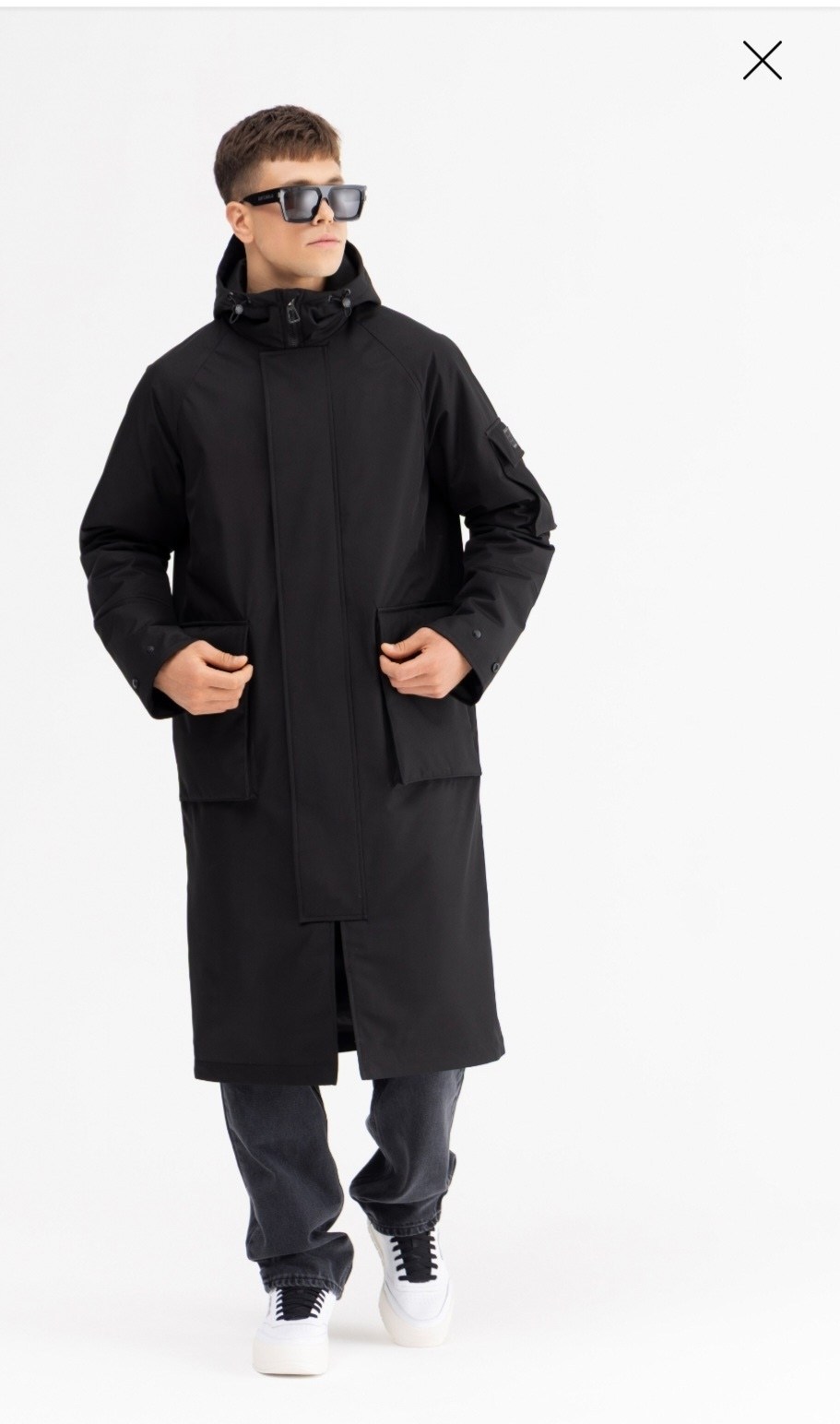 плащ мужской черный,плащи мужские,плащ мужской hoops арт. 93177,черное пальто мужское,куртка пальто