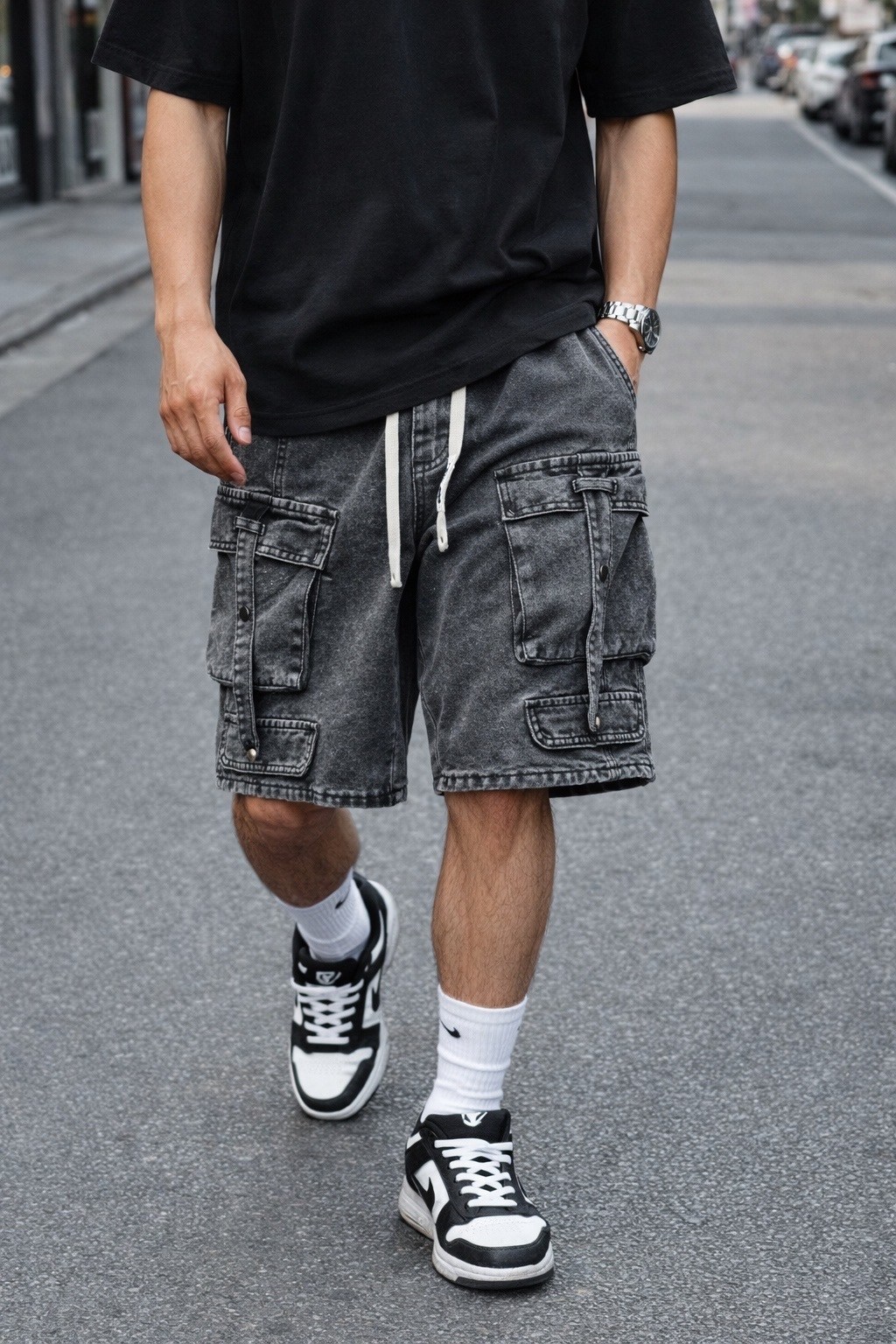 шорты мужские,шорты мужские джинсовые,шорты мужские джинсовые с накладными карманами,повседневные шорты,джинсовые шорты карго