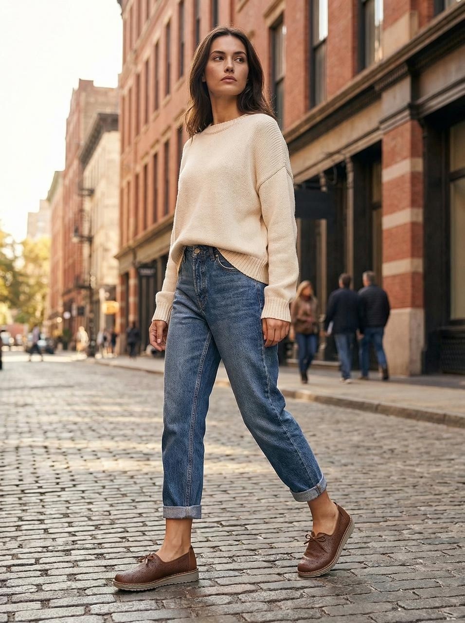 лоферы с джинсами женские,повседневный стиль,одежда кэжуал,мода стиль,образы с бежевыми лоферами