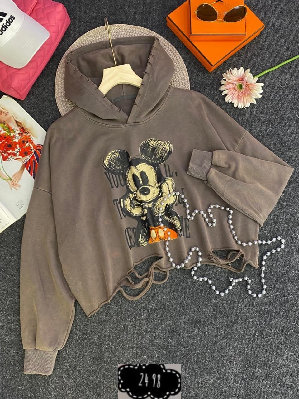 кофта варенка оверсайз с принтом микки маусом,женская кофта,свитшот женская,кофта,толстовка женская