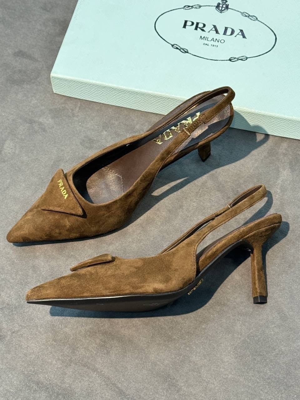 туфли prada,босоножки prada,,prada туфли с ремешком на пятке и логотипом коричневый,женские туфли