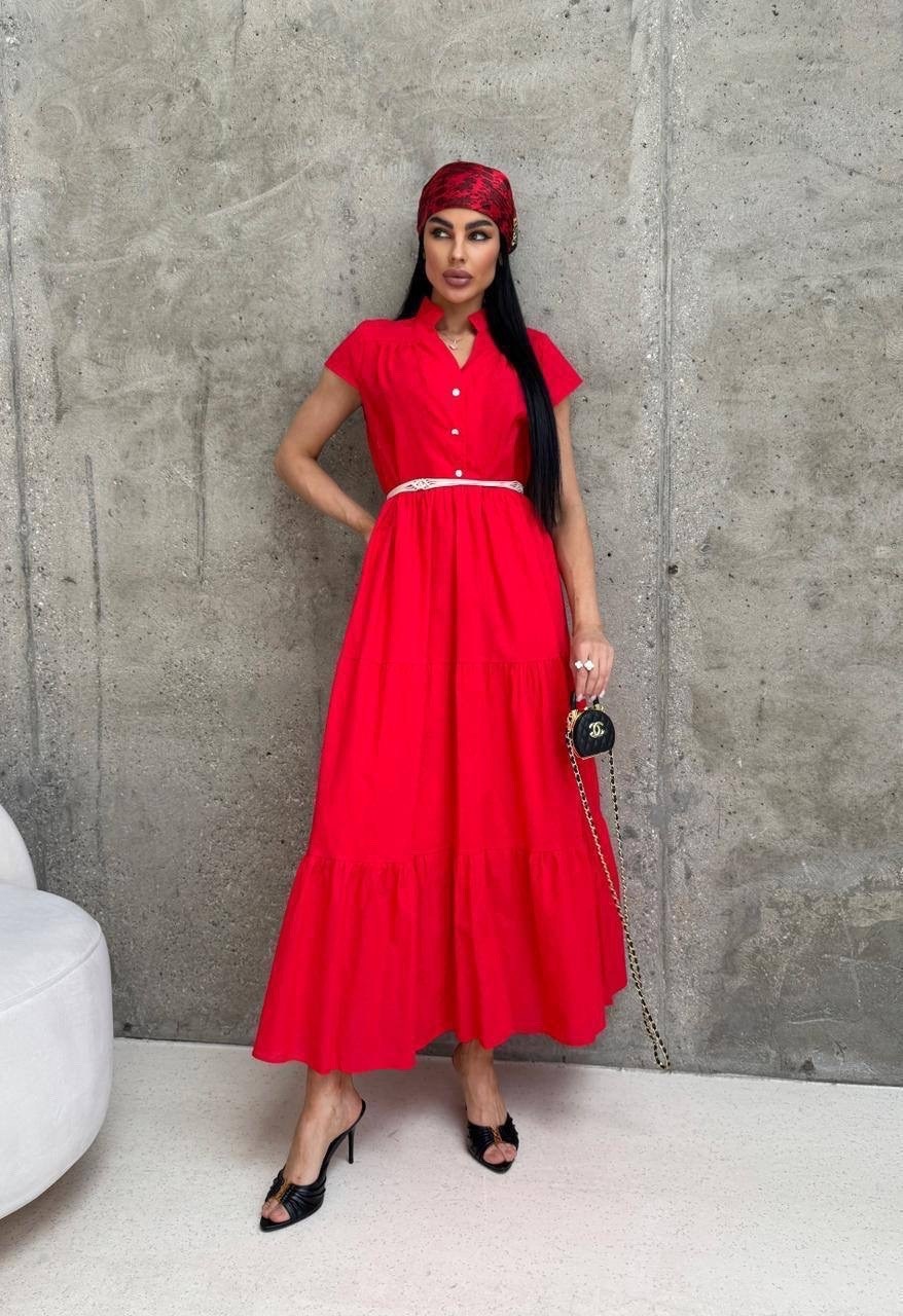 платье макси,платье из льна,платье красное,платье льняное женское,платье pavlova 006 коралловый