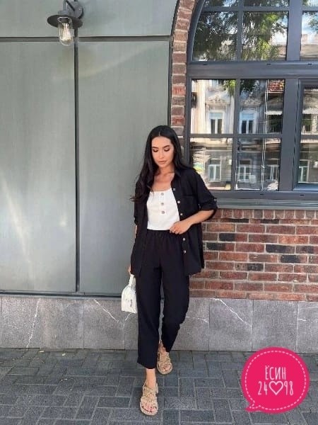 костюм женский брючный синий,брючный костюм синий,брючный костюм двойка с рубашкой,брючный повседневный костюм,костюм жатка женский летний брючный