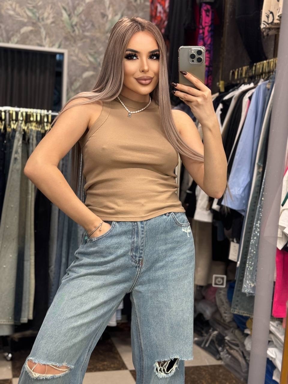 майка в рубчик,женская майка,топ женский,майка топ,бежевый джемпер