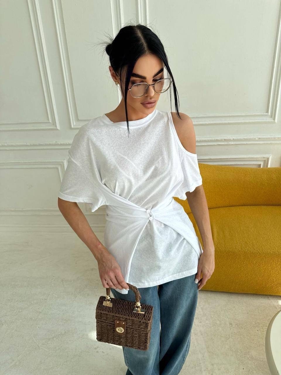 футболки белые,футболки брендовые,летние футболки,асимметричная футболка