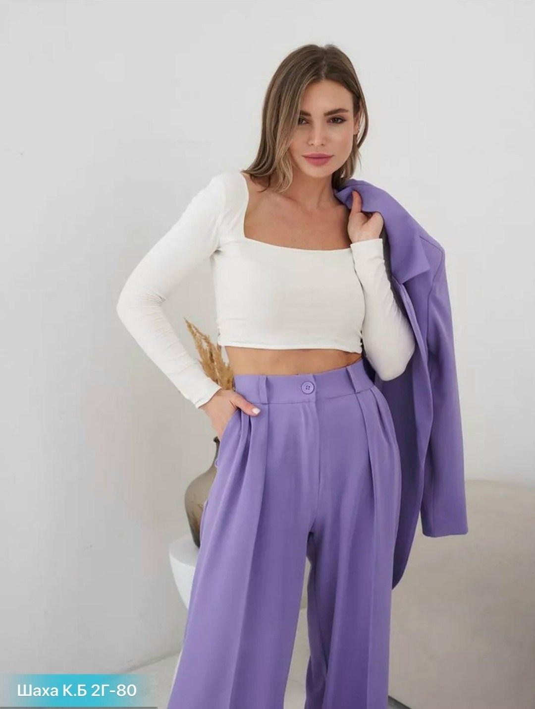элегантный брючный костюм,костюм женский с брюками палаццо,костюм деловой брючный палаццо refulgence,vassa костюм брючный лавандовый,лавандовый брючный костюм женский