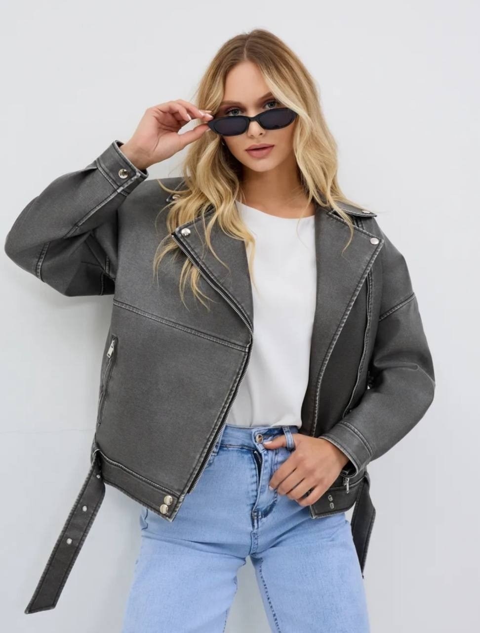 женская кожаная куртка косуха оверсайз,куртка кожаная (косуха оверсайз),косуха кожаная серая винтажная куртка оверсайз mony,куртка косуха,куртка кожаная женская