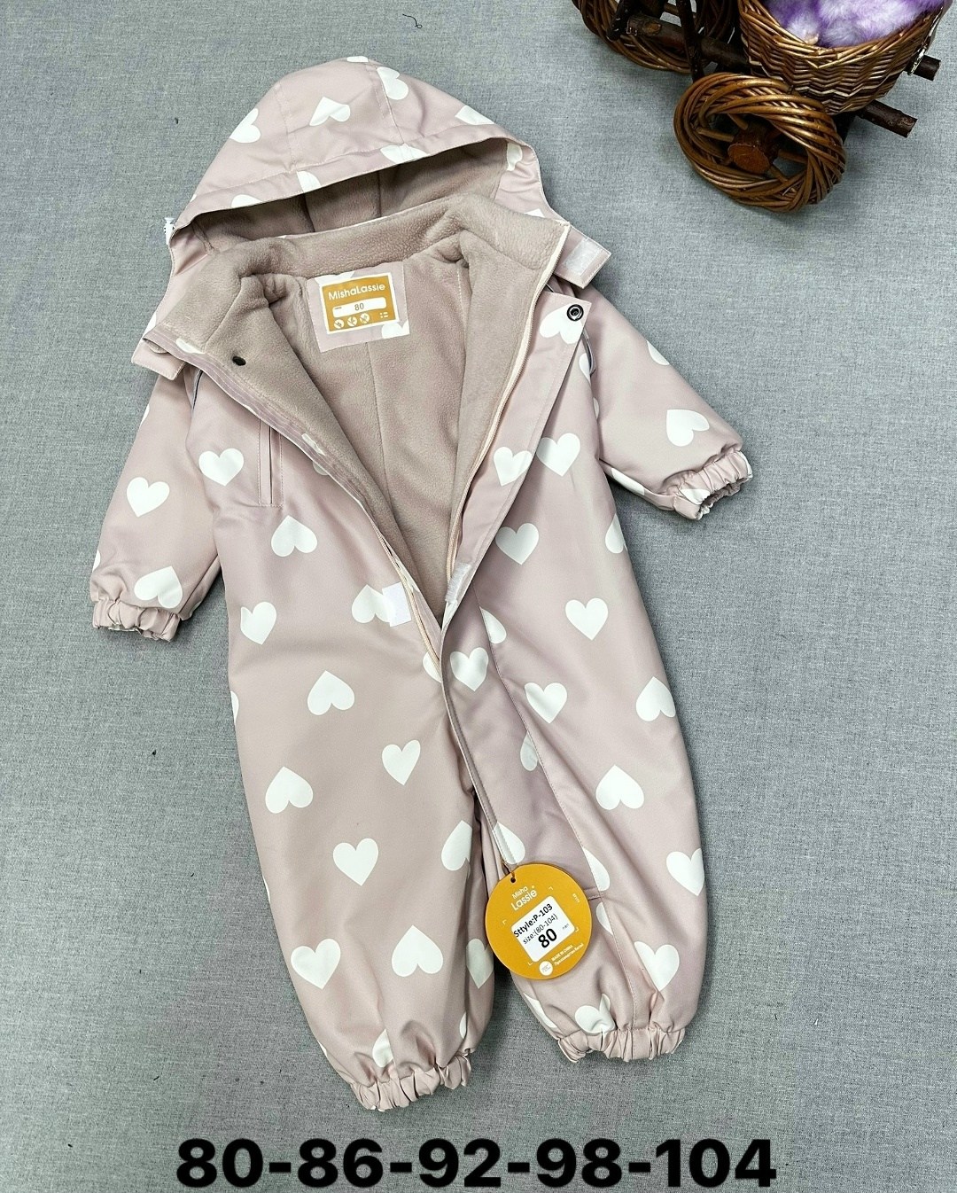 комбинезон демисезонный детский,комбинезон демисезонный,комбинезон детский crockid 1g ovl 001 1_b пыльный пудровый сердца,комбинезон детский,комбинезон утепленный