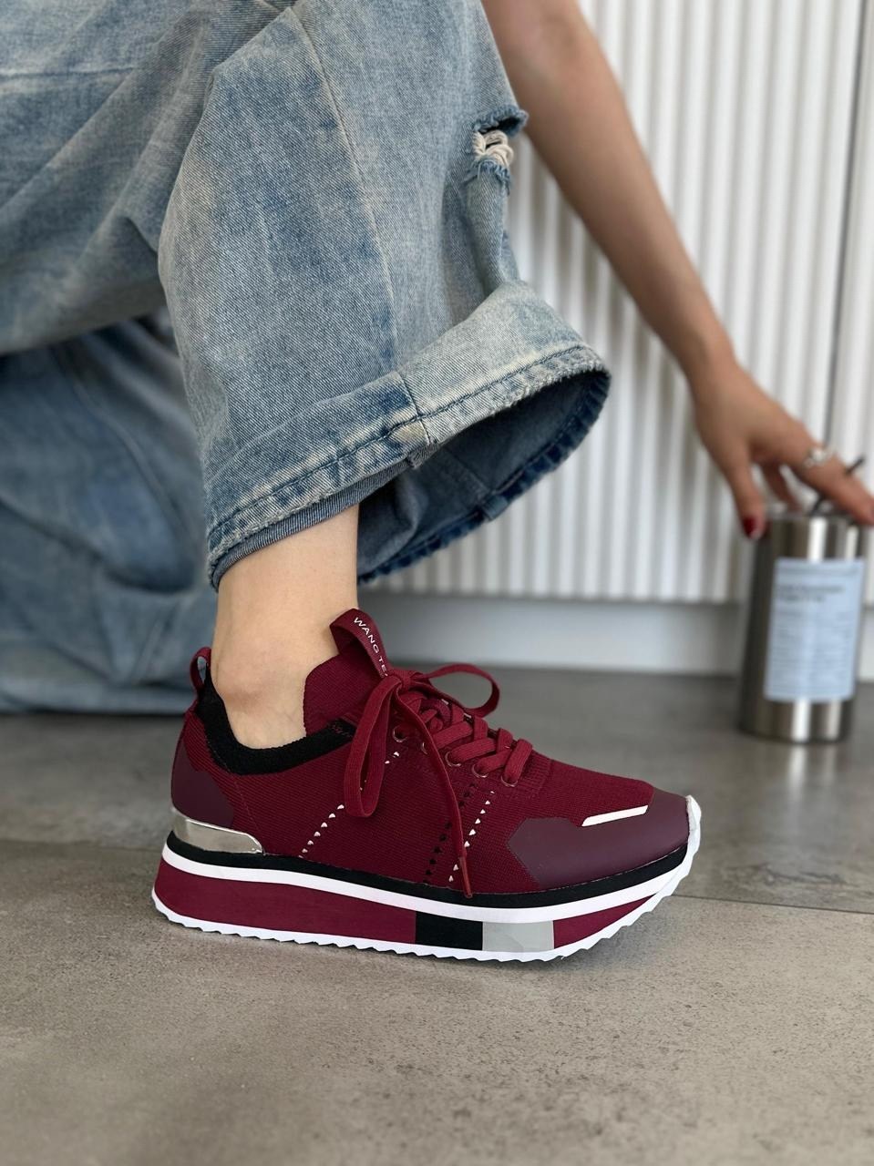 ,кроссовки женскиe,кожаные кроссовки,бордовые кроссовки,кроссовка