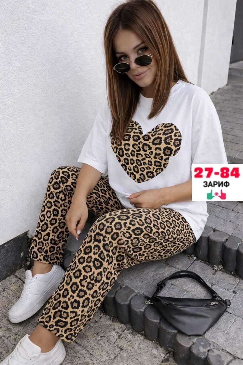 пижама женская,комплект пижама,костюм домашний со штанами трикотажный леопардовый streamlove 362331016,пижама домашний костюм,пижама со штанами домашняя леопардовая больших размеров streamlove