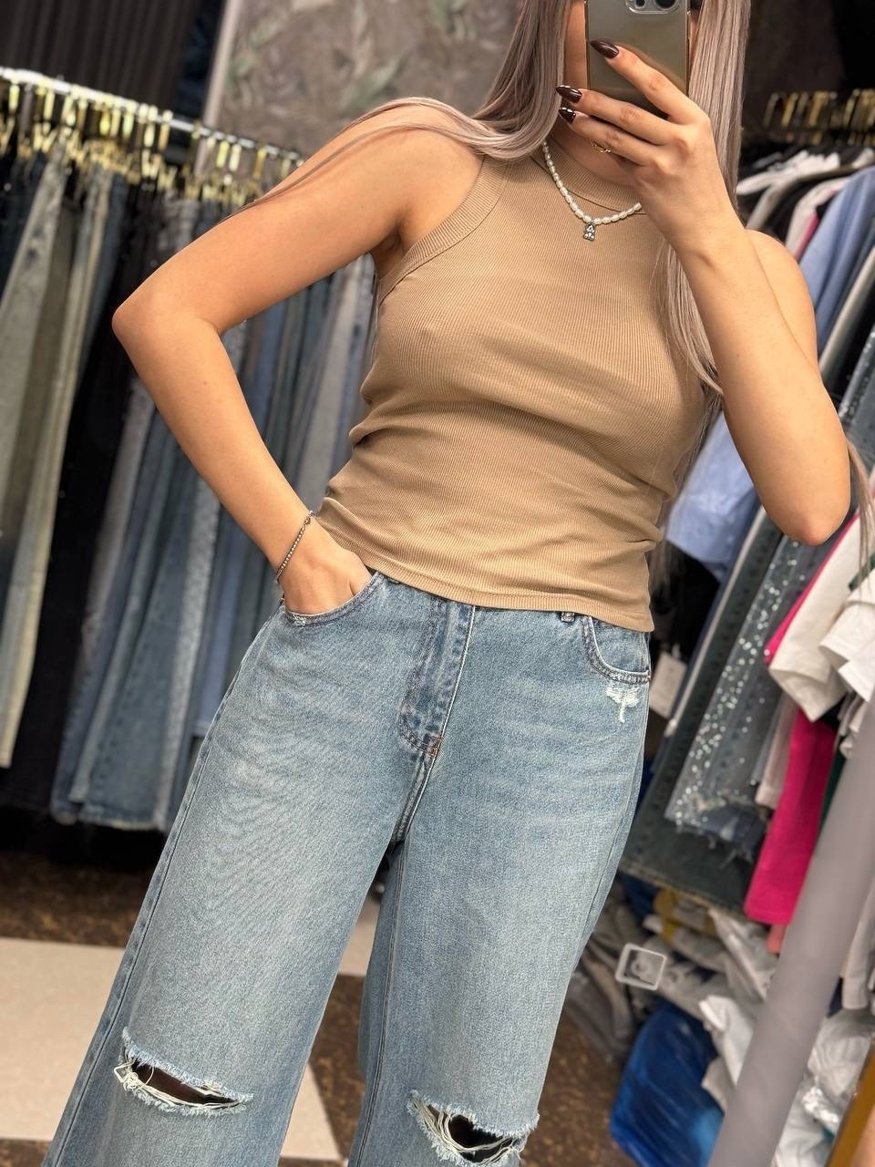 майка в рубчик,женская майка,топ женский,майка топ,бежевый джемпер