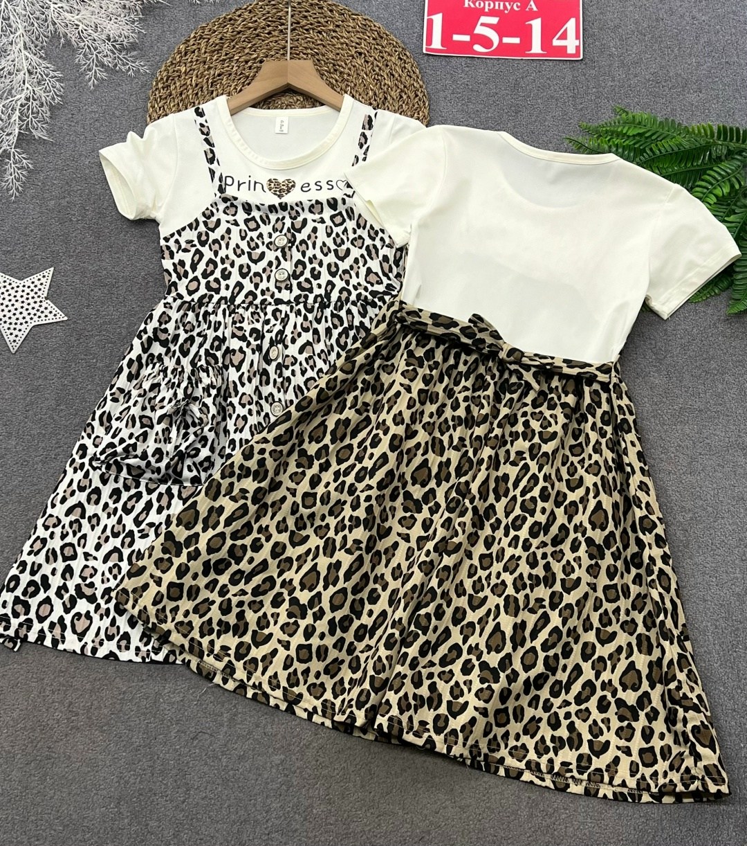 сарафан детский happy fox hf106sp леопард на бежевом,сарафан для девочки,сарафан детский,детские сарафаны,сарафан для девочки принт "леопард"