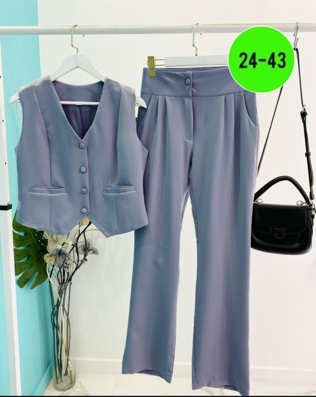 женский комплект из жилета и широких брюк,костюм с жилетом брючный классический ne.skromno,модный костюм жилет широкие брюки повседневный,костюм жилет и брюки,костюм женский с жилеткой