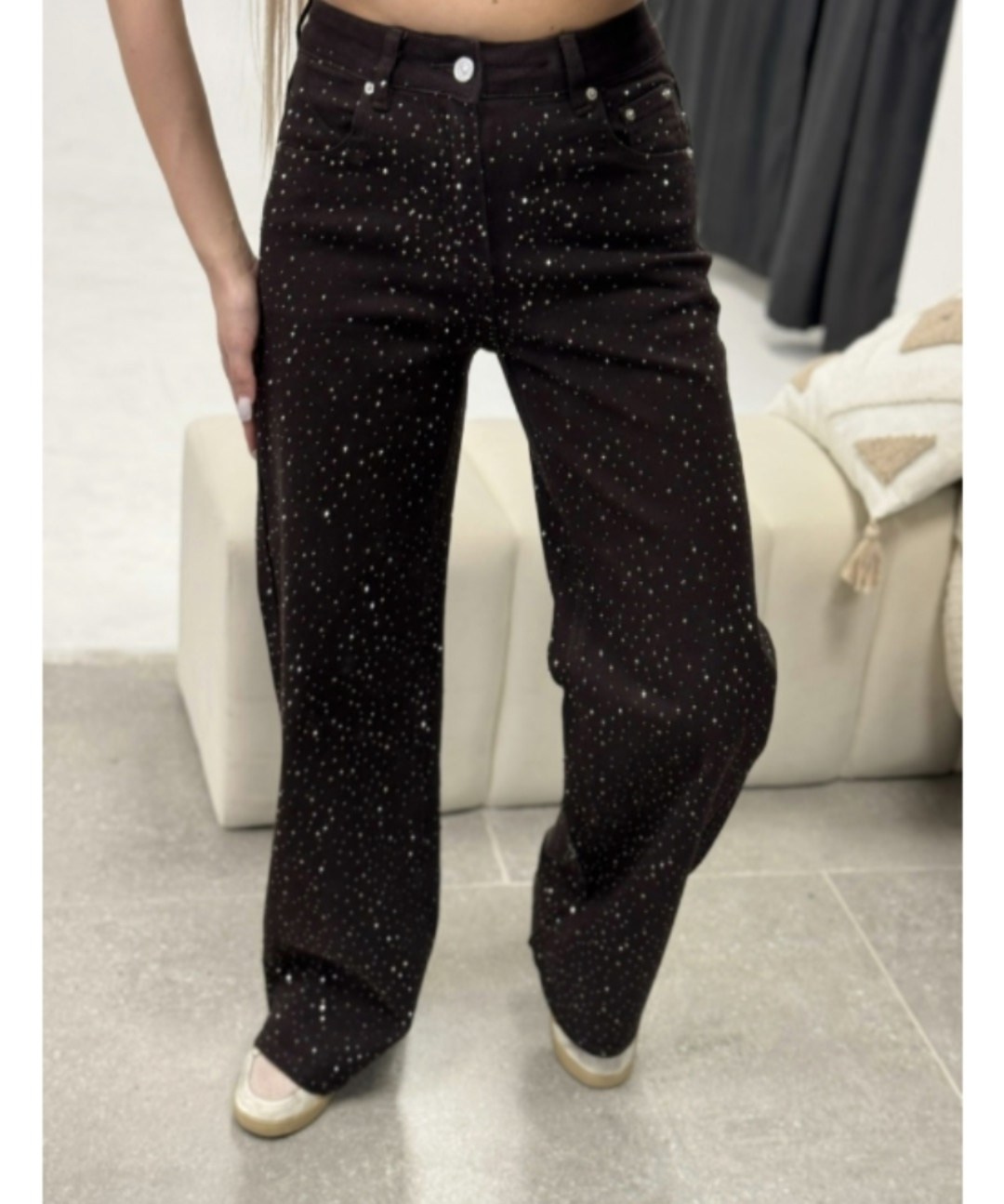 джинсы со стразами,джинсы прямые со стразами черные le o 222675248,женские джинсы со стразами,джинсы со стразами широкие палаццо стрейч fashion vogue,джинсы с пайетками