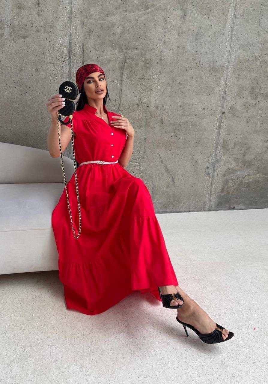 платье макси,платье из льна,платье красное,платье льняное женское,платье pavlova 006 коралловый